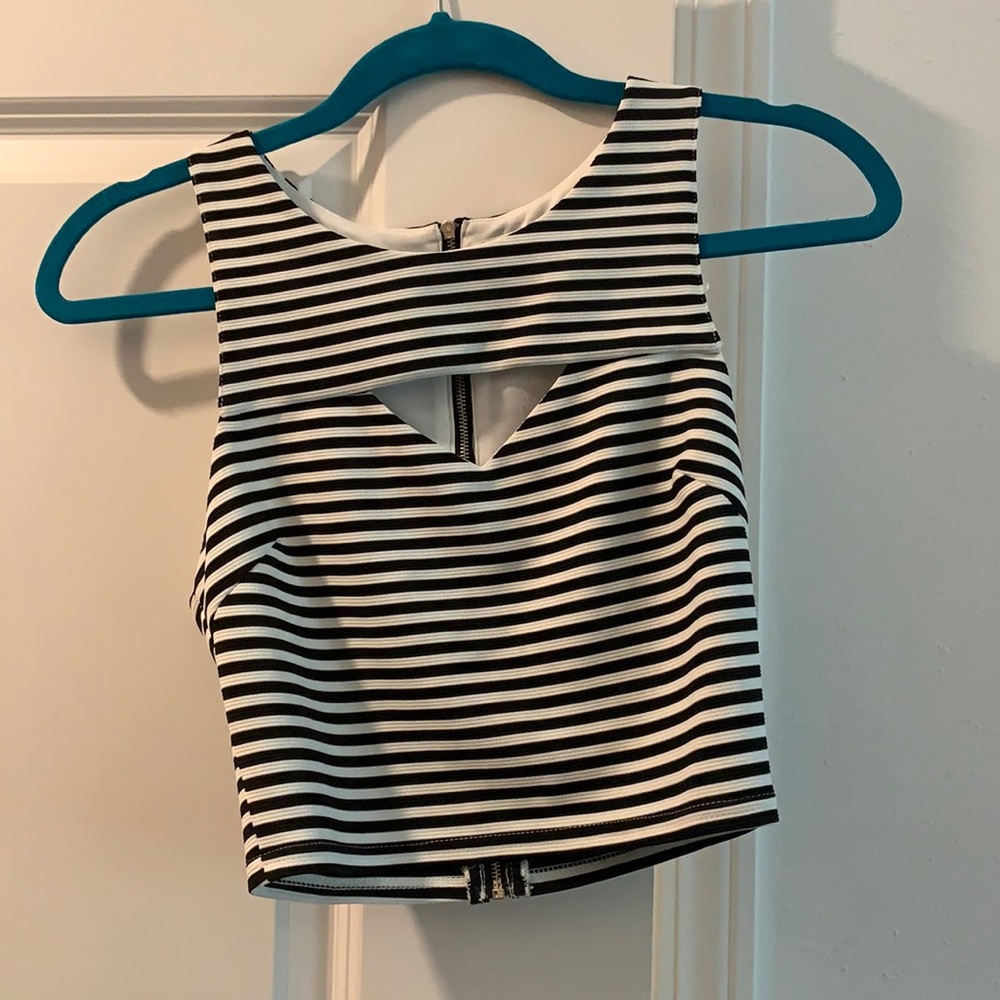 Black & White Stripe Crop Top